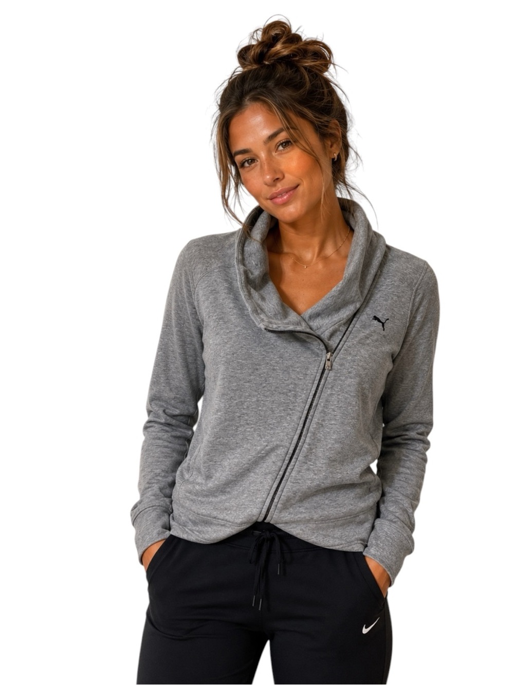 Puma Gray Moto Asymmetric Zip Jacket